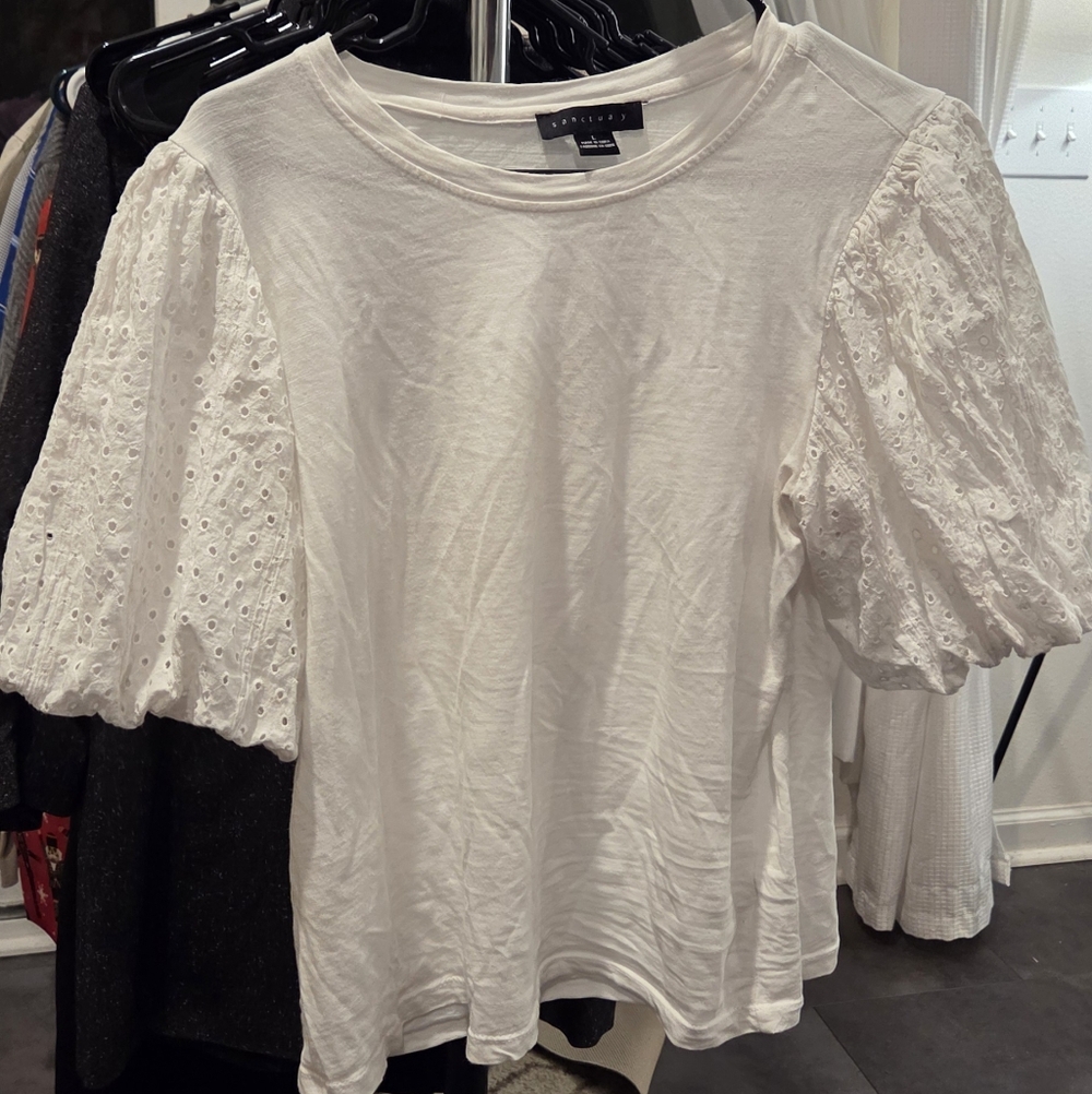 Sanctuary White Eyelet Sleeve Blouse
